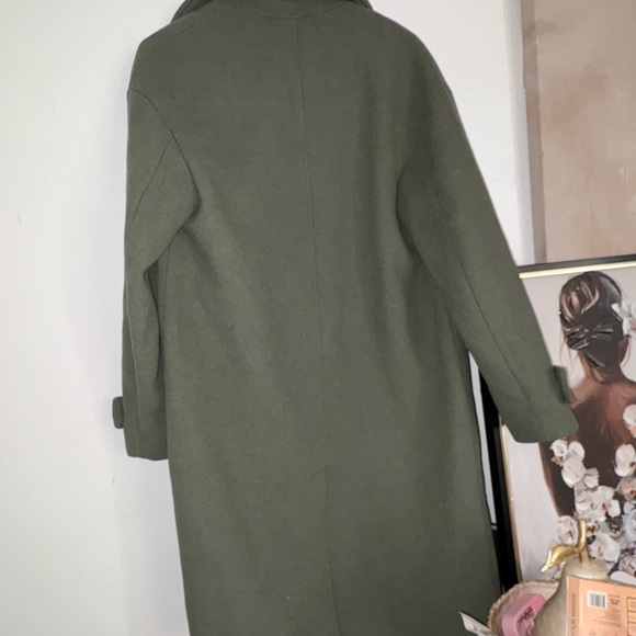 Zara Olive Double-Breasted Coat - Picture 3 of 5